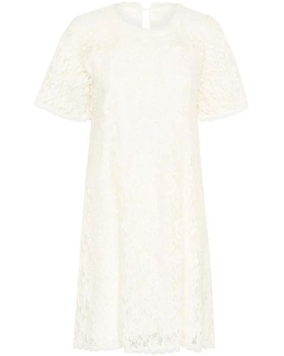 Cream Short Dresses - White