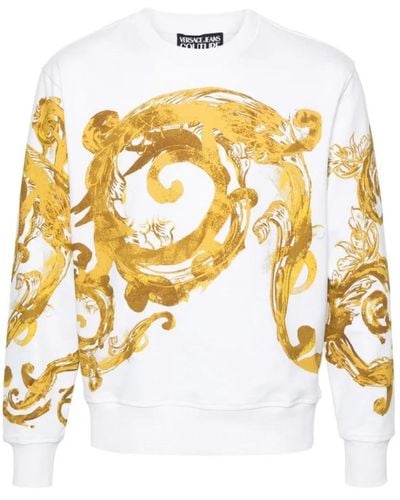 Versace Jeans Couture Weiß/gold felpa frühling/sommer kollektion 2024 - Mettallic