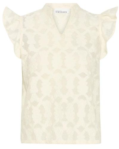 Karen By Simonsen Orkidekb shirt bluse mit rüschenärmeln - Weiß