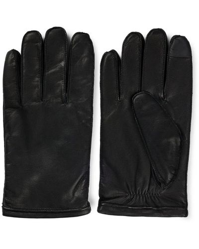 BOSS Stilvolle schwarze lederhandschuhe mit touchscreen-kompatibilität boss