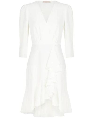 Rinascimento Kurzes kleid aus fließendem stoff mit rüschen - Weiß