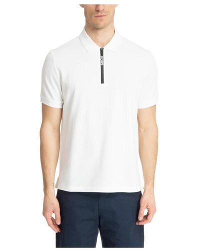 Michael Kors Polo shirt tinta unita con chiusura a zip e dettagli logo - Bianco