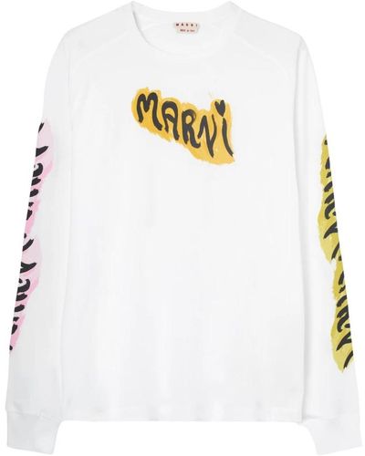 Marni Weißes bedrucktes t-shirt