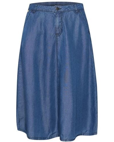 Cream Denim Skirts - Blue