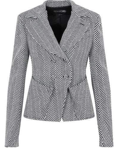 Tom Ford Chevron fitted jacket - Grigio