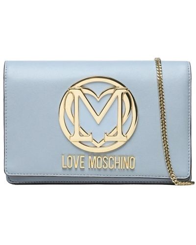 Love Moschino Schultertasche - metall-logo - kunstleder - Blau