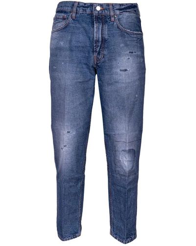Don The Fuller Carrot fit jeans mit distressed knie und patch effekt. niedrige taille. hergestellt in italien - Blau