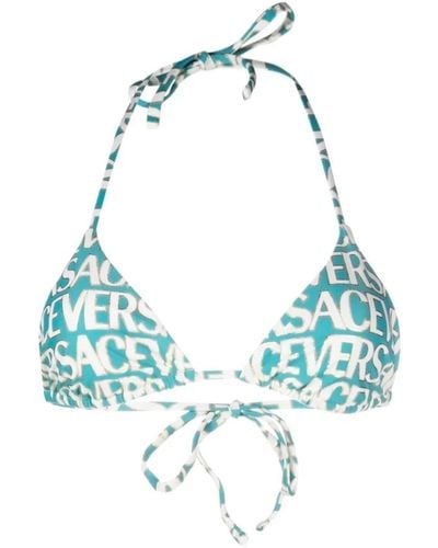 Versace Bunter all over bikini top - Blau
