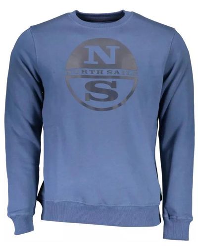 North Sails Maglione in cotone blu con stampa logo