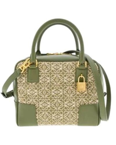 Loewe Borsa quadrata in jacquard e pelle verde