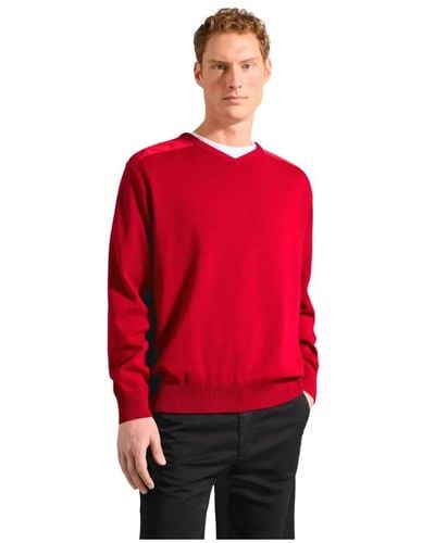 Paul & Shark Maglione in lana merino con scollo a v - Rosso