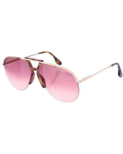 Victoria Beckham Gafas de sol rectangulares chic con lentes marrón degradado - Rosa