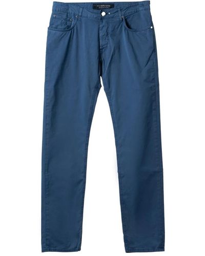 Hand Picked Straight Trousers - Blue