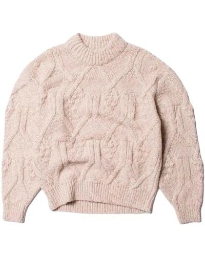 Nudie Jeans Elsa cable pullover, off - Pink