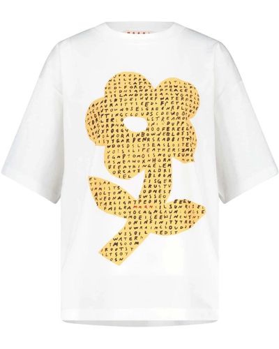 Marni T-shirt con stampa floreale - Metallizzato