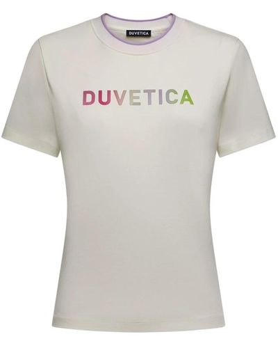 Duvetica Camiseta colorida con logo para mujeres - Gris