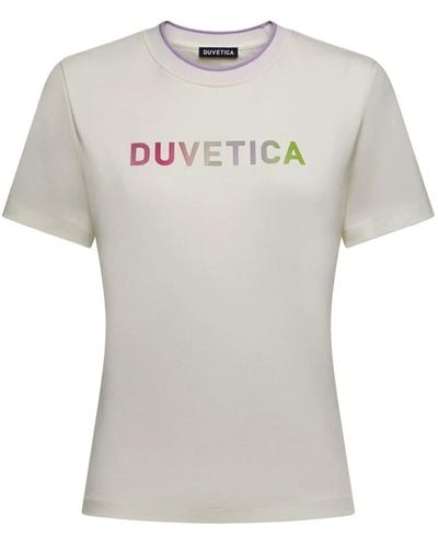 Duvetica Bunte Logo T-Shirt für Frauen - Grau