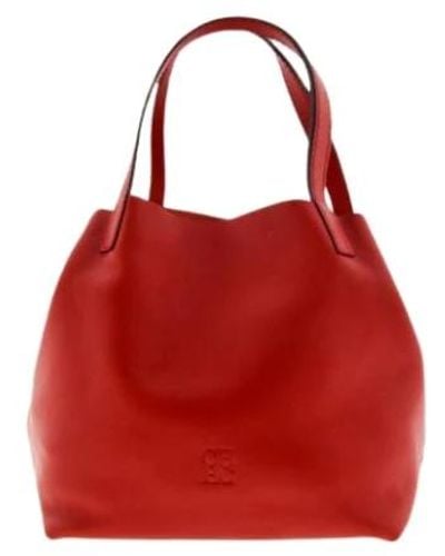 Carolina Herrera Borsa a mano in pelle rossa matryoshka s - Rosso