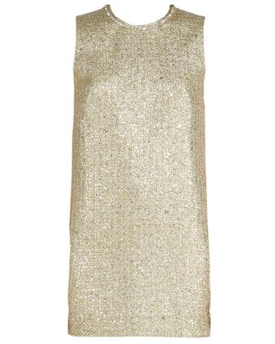 N°21 Goldenes tweedkleid mit glas kristall halskette - Natur