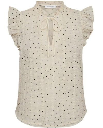 co'couture Mini dot top bluse mit rüschenärmeln - Natur