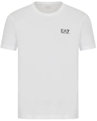 EA7 Reines baumwoll-t-shirt,reines baumwoll t-shirt - Weiß