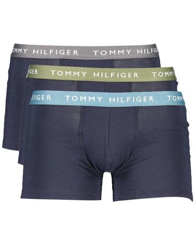 Tommy Hilfiger Boxer in cotone blu tri-pack vita elastica