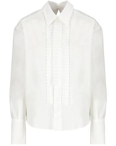 Marni Camisa blanca de algodón con volantes - Blanco
