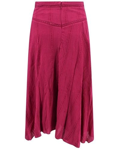 Isabel Marant Falda rosa cintura alta bordada