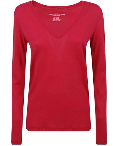 Majestic Filatures Long Sleeve Tops - Red