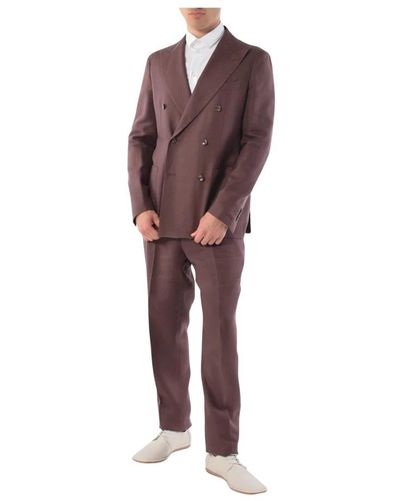 Tagliatore Single Breasted Suits - Brown