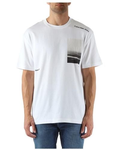 Calvin Klein T-shirt aus baumwolle mit geprägtem logo - Weiß