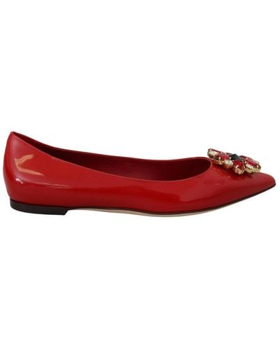 Dolce & Gabbana Bailarinas rojas con cristales - Rojo