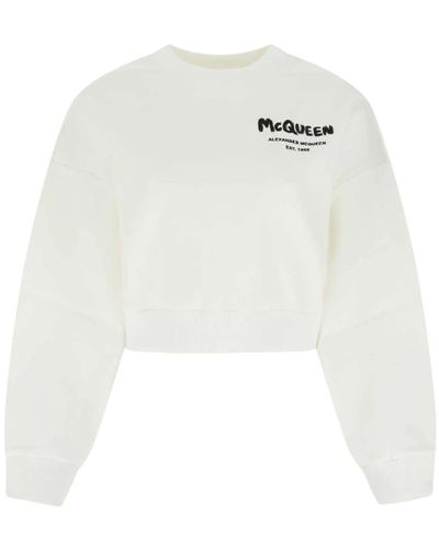 Alexander McQueen Weißer baumwollmisch-sweatshirt