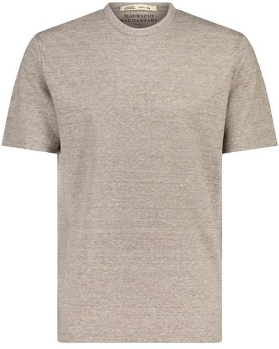 Maurizio Baldassari Meliertes t-shirt aus leinen-woll-mix - Grau