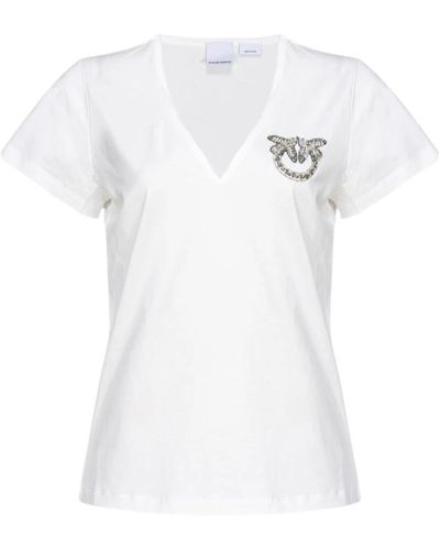 Pinko Love birds verziertes weißes t-shirt