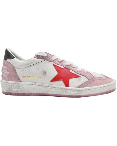 Golden Goose Weiße rose rote sterne sneakers - Pink