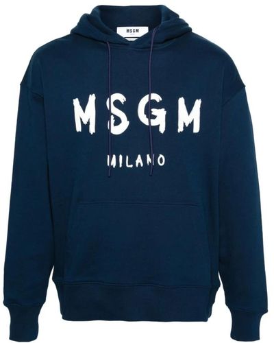 MSGM Blaue sweatshirt mit logo-print