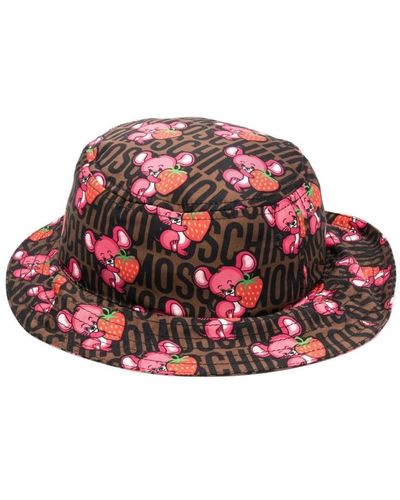Moschino Eleva il tuo stile con il mouse-print bucket hat - Rosso