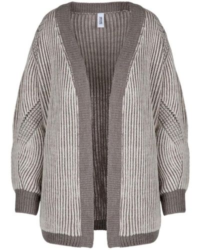 Bomboogie Two-tone wool blend tricot cardigan - Gris