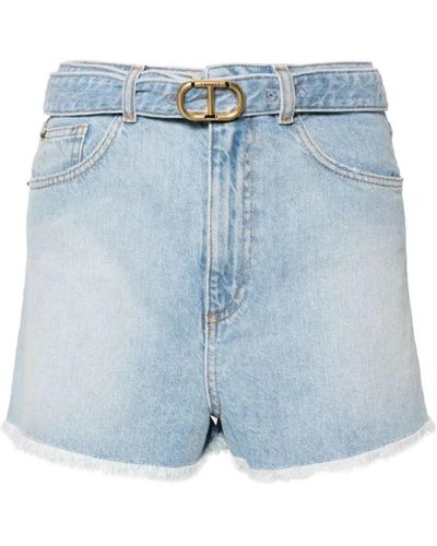 Twin Set Denim shorts with belt - Blau