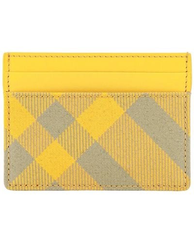 Burberry Gelbes kariertes portemonnaie mit fünf fächern