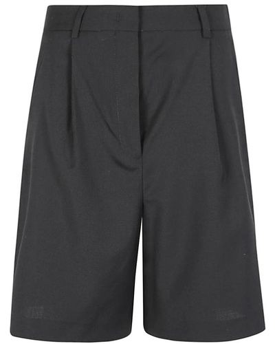 Weekend by Maxmara Hoch taillierte schwarze bermuda-shorts aus reiner wolle - Grau