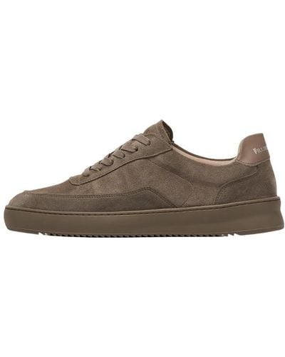 Filling Pieces Taupe suede minimalist sneaker - Marrón