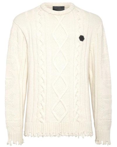 Philipp Plein Round-Neck Knitwear - White
