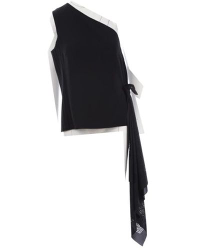 Givenchy Top negro de un hombro con detalle de bandana cortado al láser