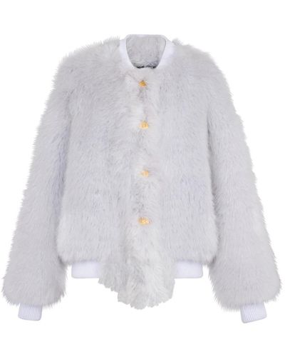 Balmain Faux fur bomber jacket - Blanco