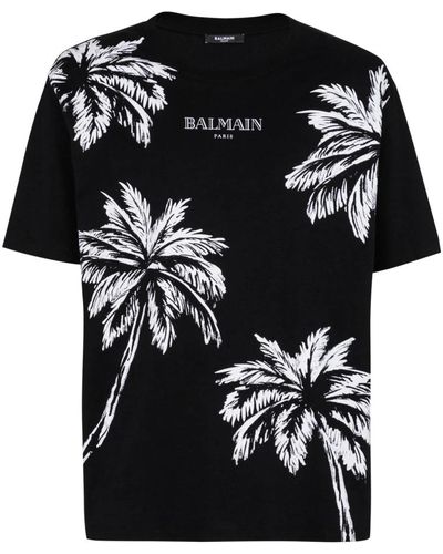 Balmain T-shirt vintage con stampa albero di palma - Nero
