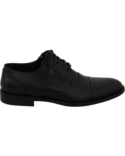 Dolce & Gabbana Schwarze Leder Derby Formale Schuhe