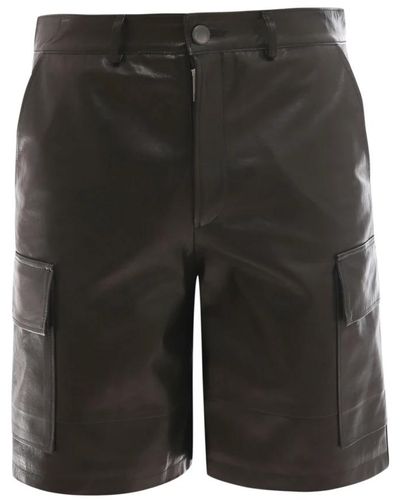 DFOUR® Leder bermuda shorts - Schwarz