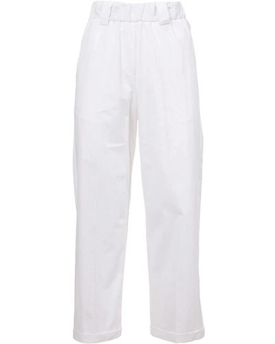 Le Tricot Perugia Baumwollhose mit elastischem bund und taschen - Weiß
